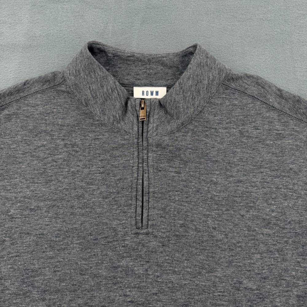 ROWM Mens XXL Charcoal Gray Heather Quarter Zip Pullover Mock Neck Sweater Warm - Picture 3 of 9